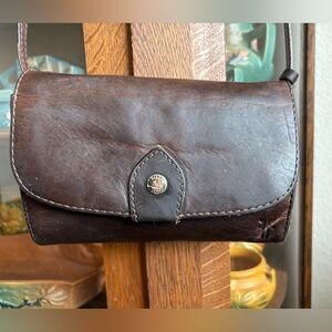 Frye Melissa Brown Leather Crossbody with Removable Strap and Adjustable